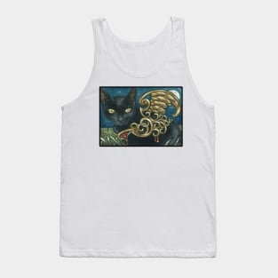 The Black Cat With Golden Wings - Black Outlined Version Tank Top